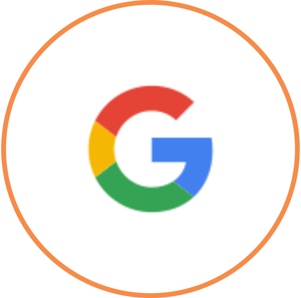 A google logo in an orange circle representing the company's commitment to constitutional values.
