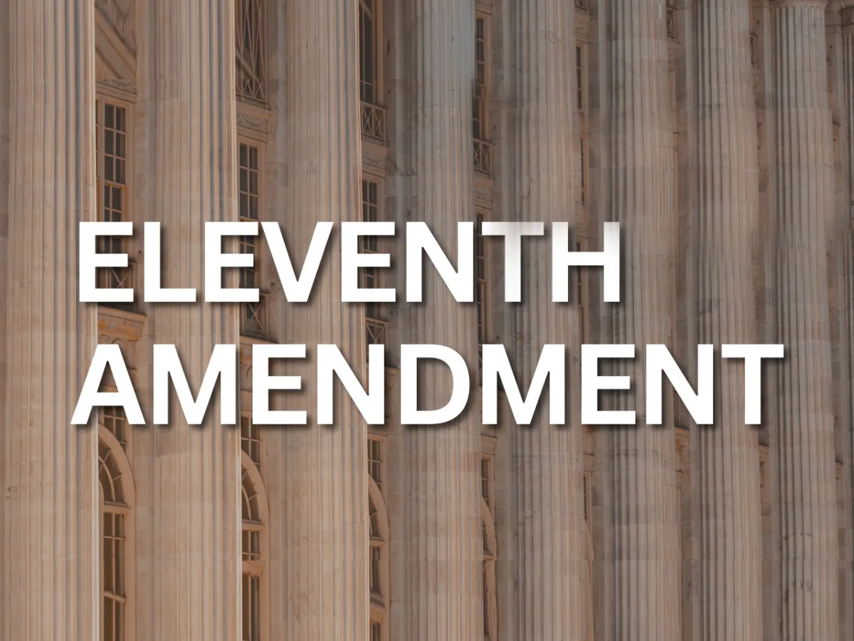 A visually appealing image of the eleventh amendment with majestic columns in the background.
