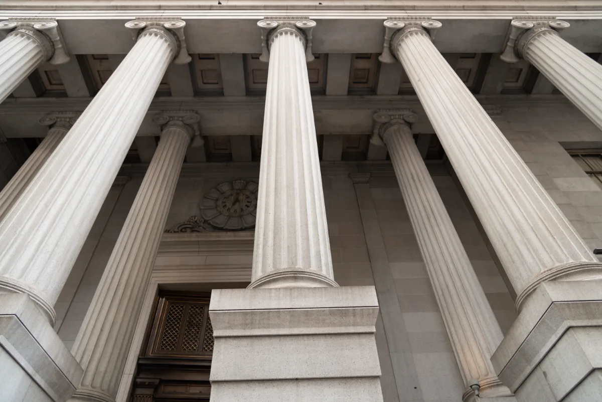 The pillars of a building with constitutional columns.